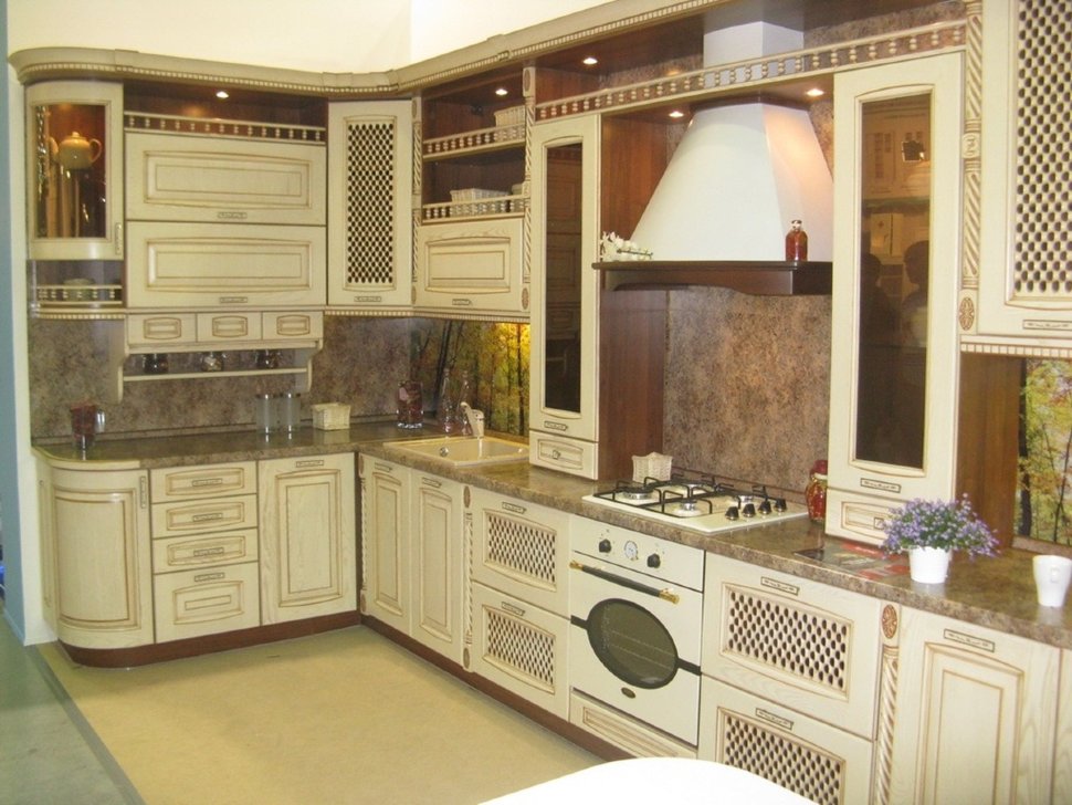 Прованс европейская кухня из натурального дерева Germes, ДСП 1м Вариант 81