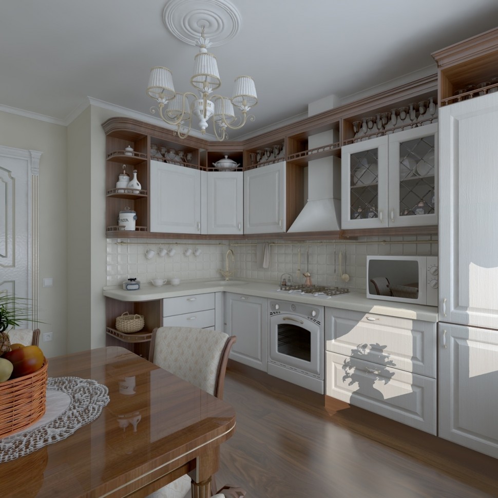 Рококо американська кухня з натурального дерева Deluxe, ДСП 1м Варіант 1195