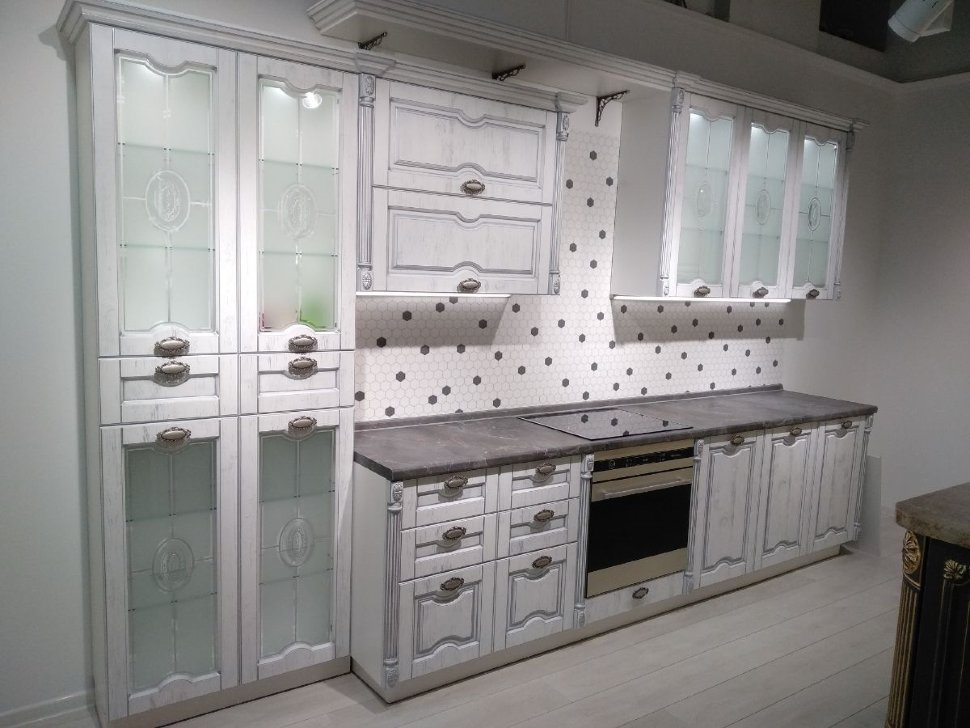 Лофт европейская кухня стекло Germes, ДСП 1м Вариант 1023
