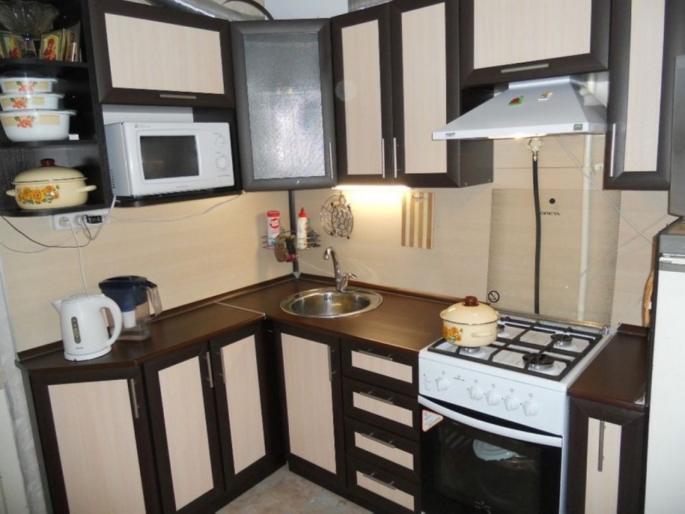 Коричневі меблі для кухні кутові Germes ДСП, МДФ 1 метр Варіант 2395