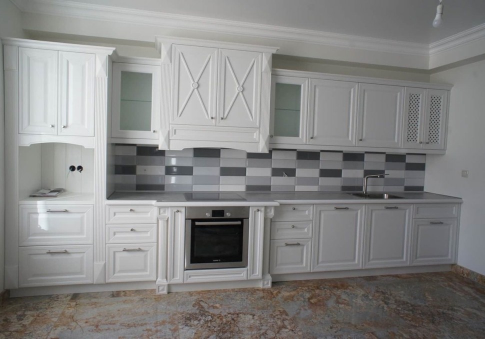 Барокко немецкая деревянная кухня Deluxe, ДСП 1м Вариант 1118