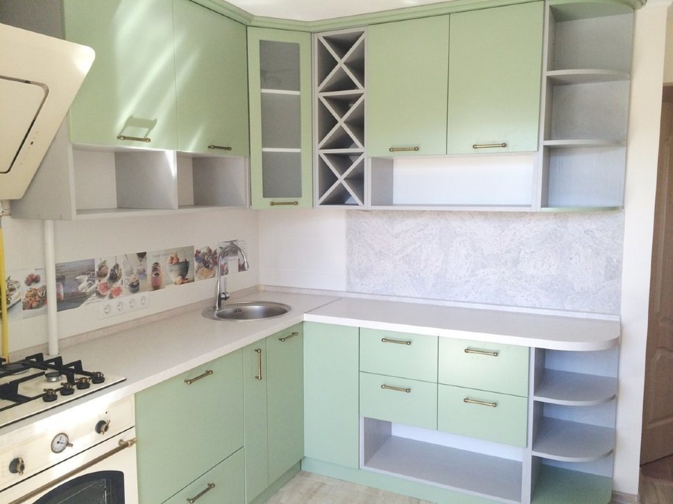 Минимализм итальянская стеклянная кухня Germes, ДСП 1м Вариант 793