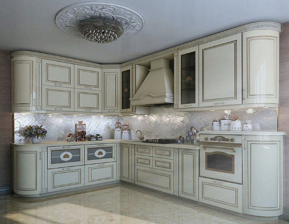 Рококо немецкая фрезерованный мдф кухня Germes, ДСП 1м Вариант 859