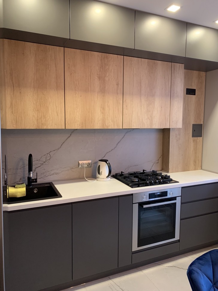 Хай-тек німецька пластик кухня Deluxe, ДСП 1м Варіант 1798