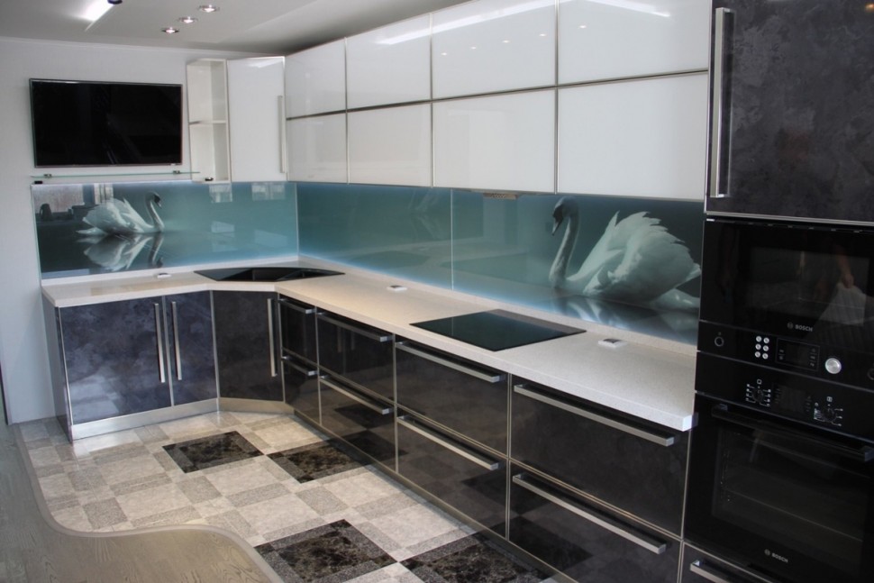 Хай-тек німецька пластик кухня Deluxe, ДСП 1м Варіант 1797