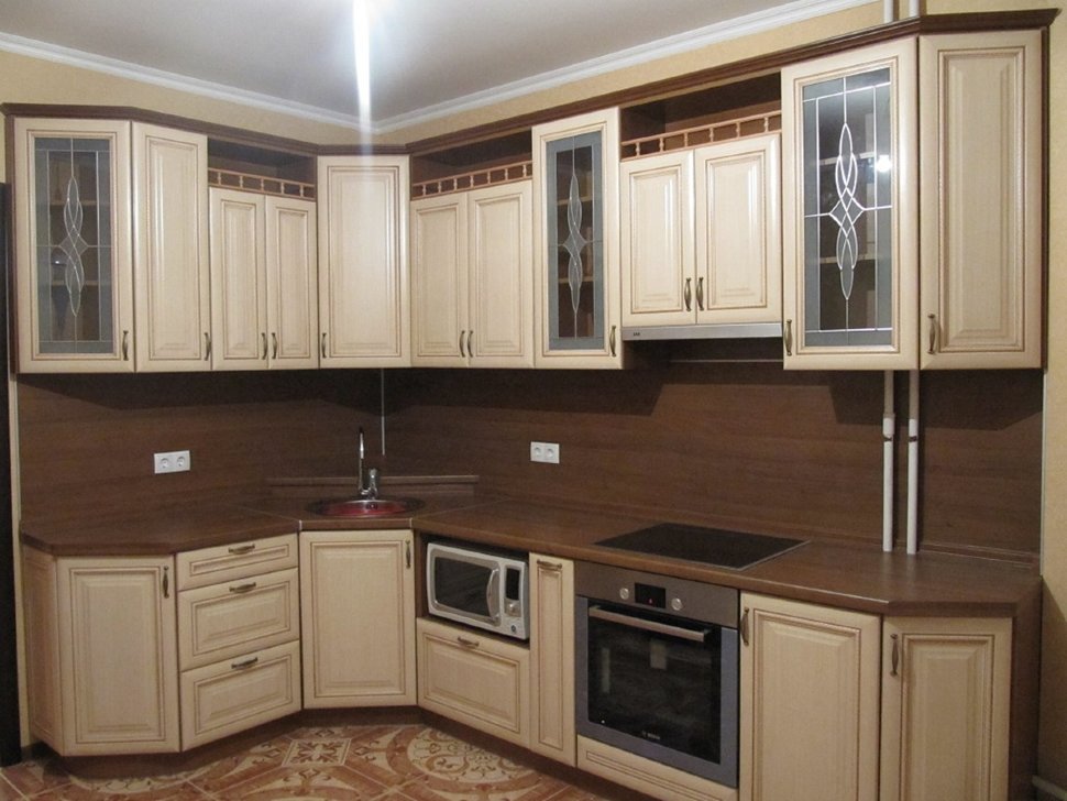 Кантри европейская стеклянная кухня Germes, ДСП 1м Вариант 987