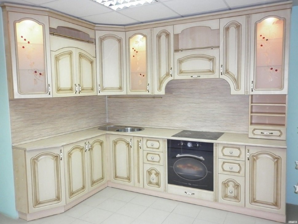 Рококо американская кухня из натурального дерева Germes, ДСП 1м Вариант 91