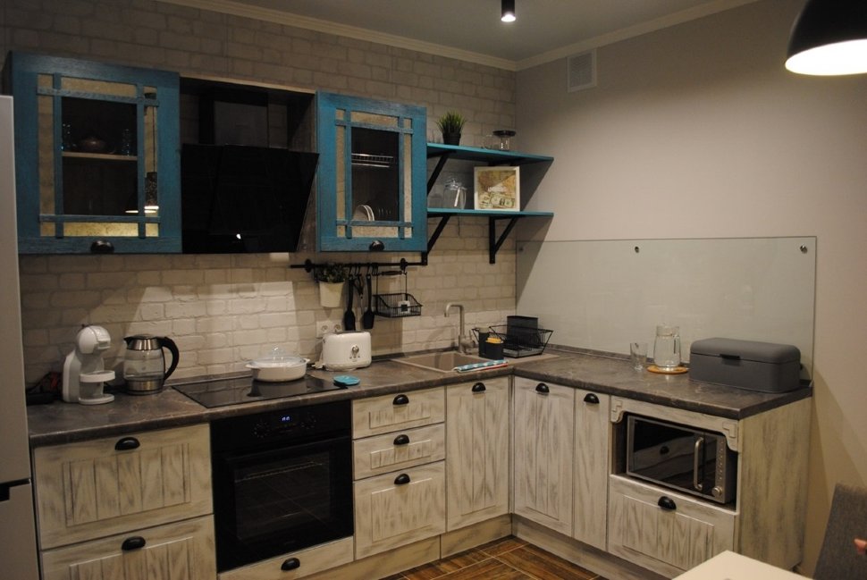 Лофт американская кухня стекло Germes, ДСП 1м Вариант 753